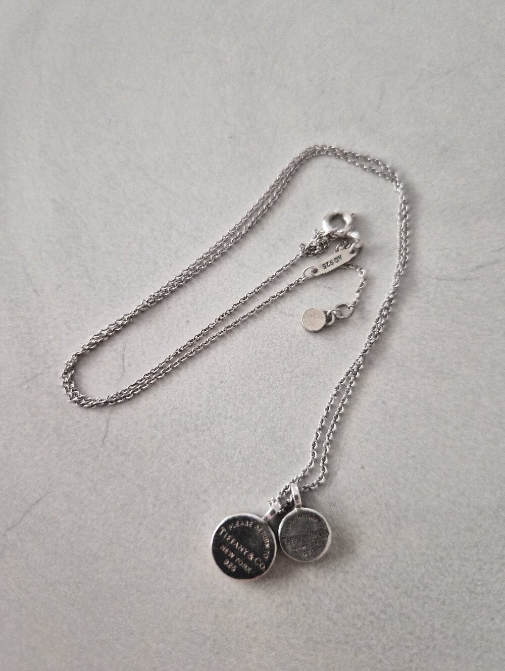 Tiffany & Co. Double Disc Pendant Necklace in Silver Tone